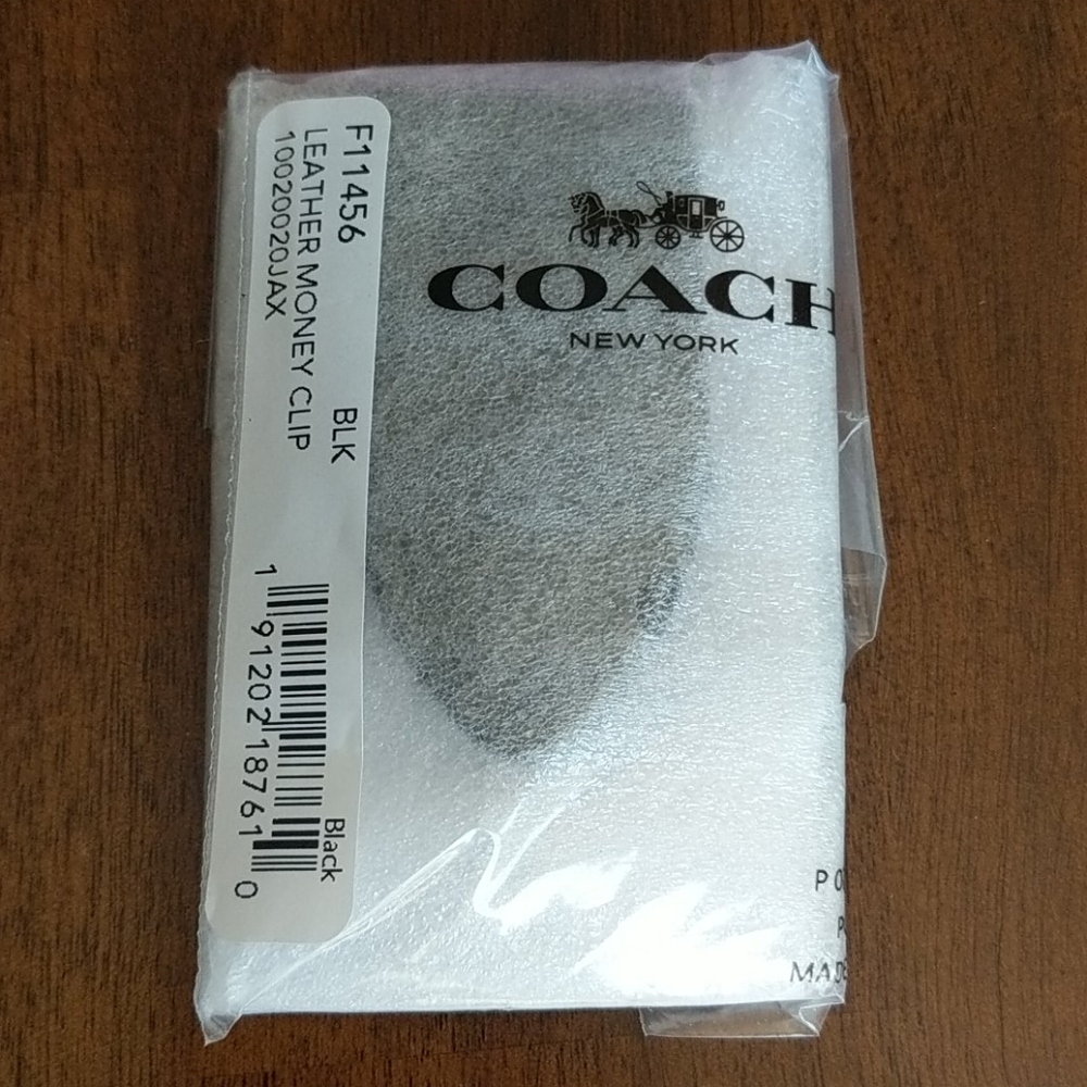 Black Leather Coach Money Clip